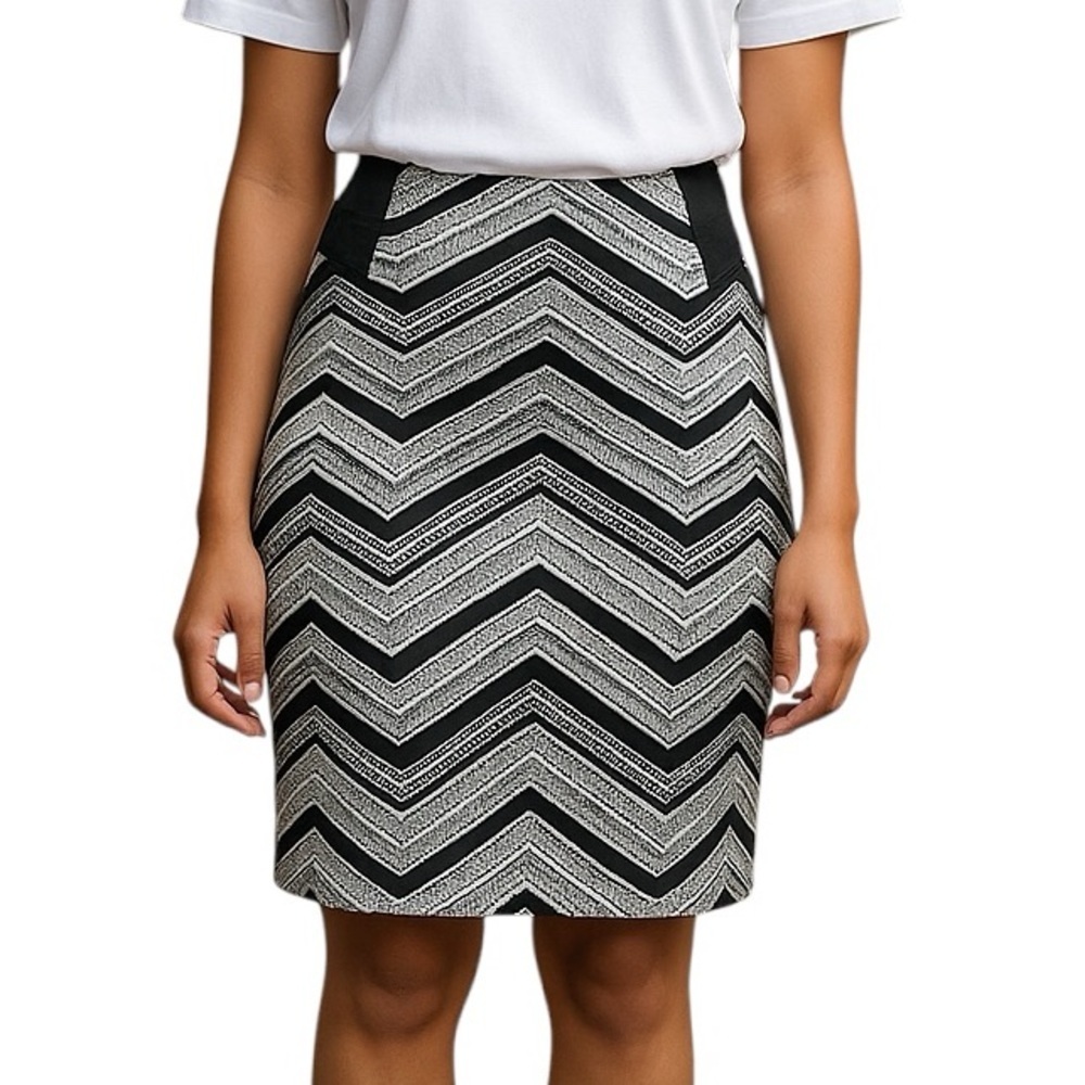 Maurices Medium Black White Midi Length Pencil Skirt Elastic Waist